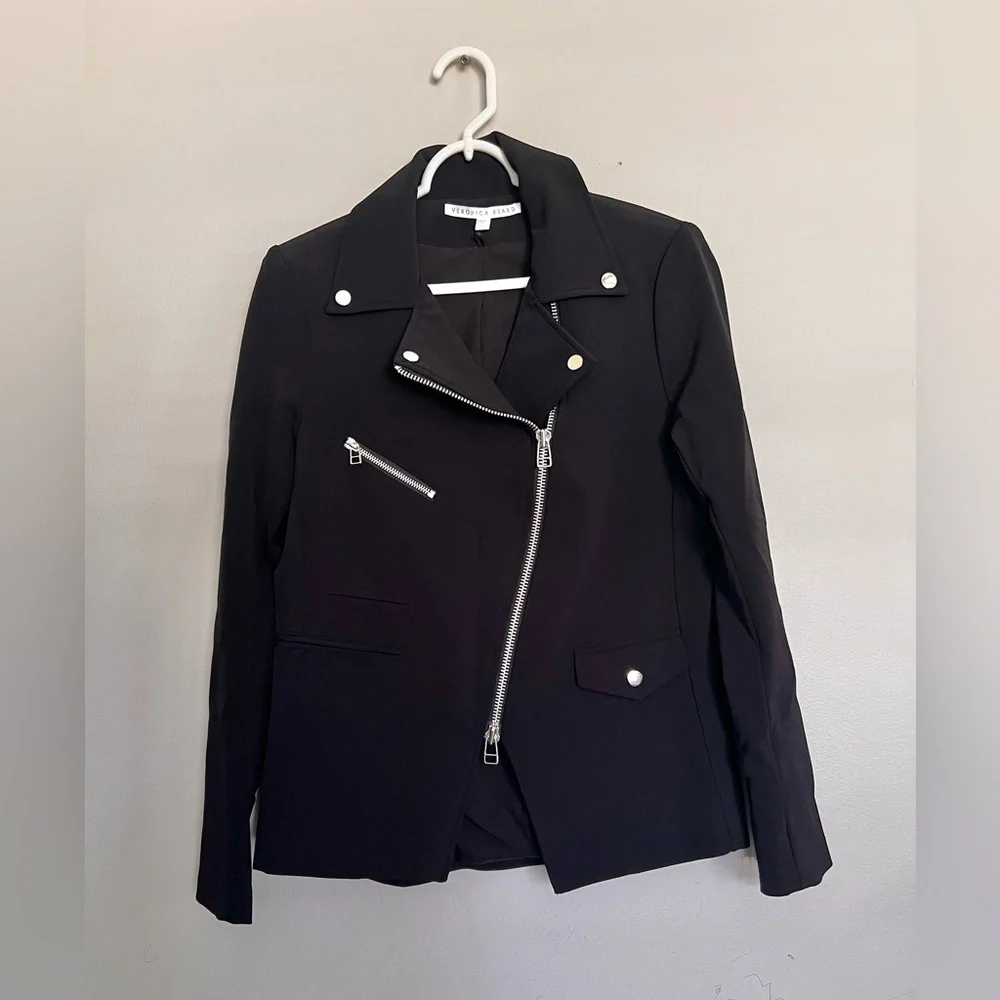 NWOT Veronica Beard Scuba Hadley Jacket Coat Black Size 10/ Large Moto - Picture 7 of 12